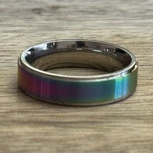 Stainless Steel Rainbow Band Ring Size 10